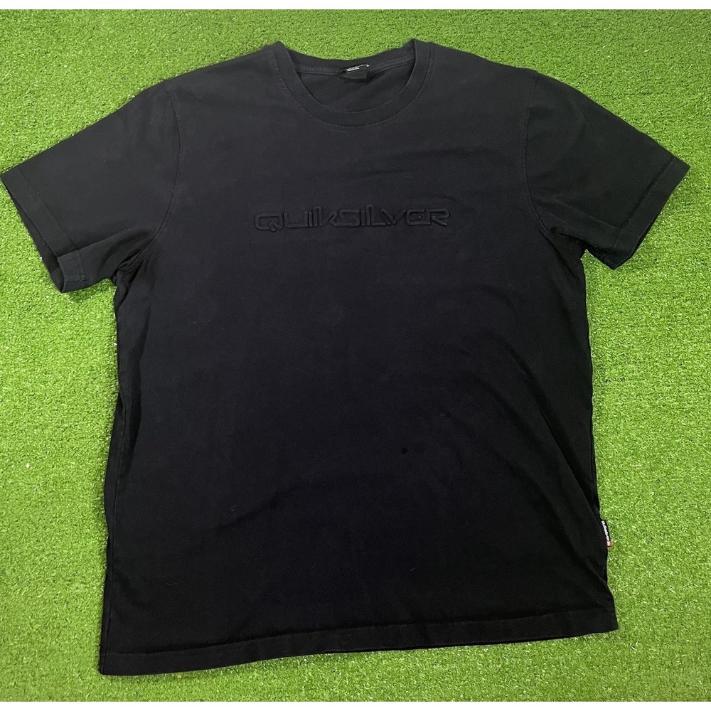 Vintage Y2K Quicksilver Shirt Black XL Faded Skate Sure Tee Embroidered Cotton